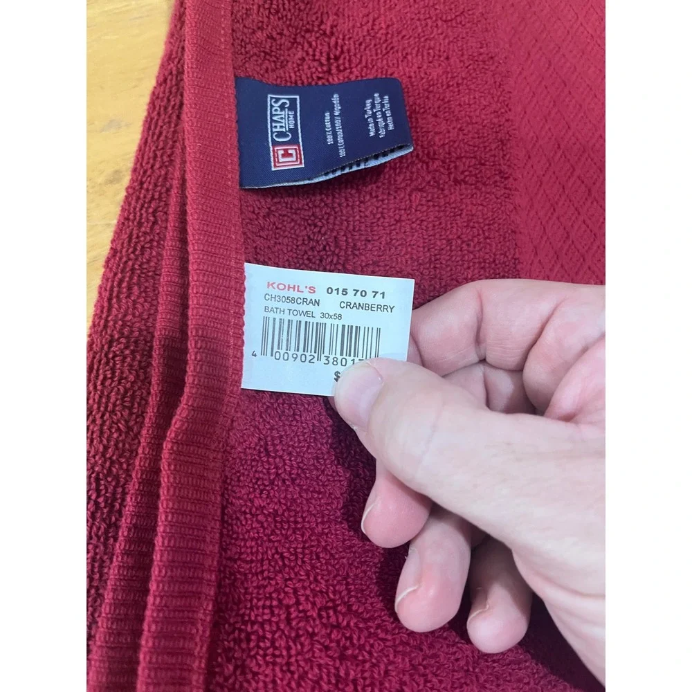 Chaps Home Cranberry Red 100% Cotton Bath Towel 30x58 Made in Turkey NWT‎